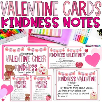 Preview of Valentine's Day Kindness Notes, Digital & Printable Valentines, SEL & Counseling