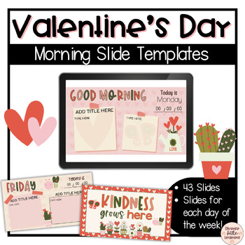 Preview of Valentine's Day Kindness Themed Morning Slides Templates | For Google Slides