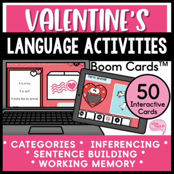 Preview of Valentine's Day Language Activities No Prep Speech Therapy Boom Cards™
