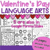 Valentine's Day Language Arts Worksheets with Google Forms