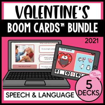 Preview of Valentine's Day Language Bundle No Prep Speech Therapy Boom Cards™