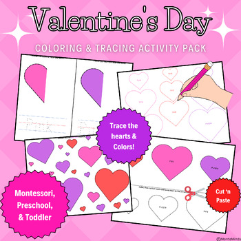 Preview of Valentine's Day Learning Colors Activity Pack (Montessori, Preschool, Toddler)
