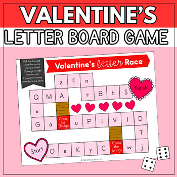 Valentine's Day Letter Race Game Board + Letter Names + Sounds + Letter ...