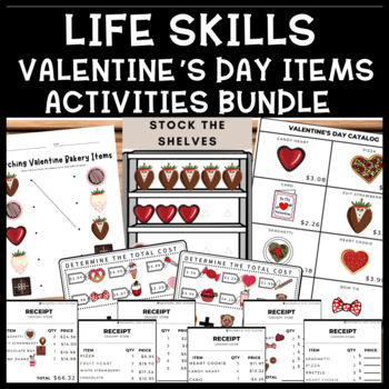 Preview of Valentine's Day Life Skills Filling Orders Money Addition Stock the Shelf Bundle
