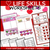 Valentine's Day Life Skills Worksheets - Money and Grocery