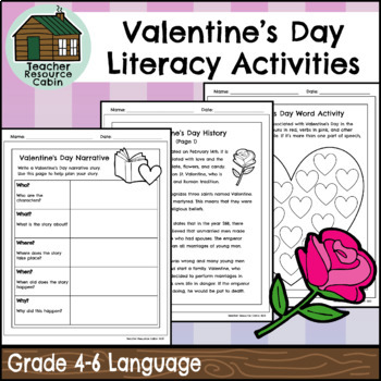 Preview of Valentine's Day Literacy Activities and Letter Writing (Grade 4-6 Language)