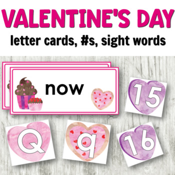 Preview of Valentine's Day Literacy Centers: Letter Cards, Sight Words, Numbers, and More!