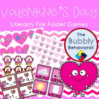 Preview of Valentine's Day Literacy File Folder Games