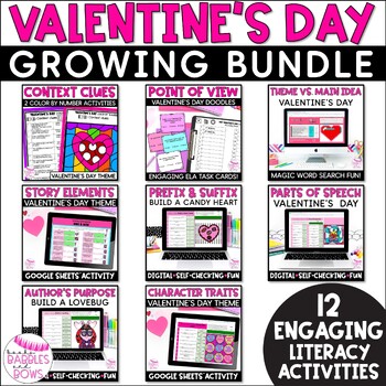 Preview of Valentine's Day Literacy Growing Bundle --Digital & Print