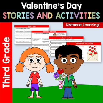 Preview of Valentine's Day Literacy Reading Comprehension 3rd grade | PDFs + Google Slides