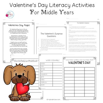 Preview of Valentine's Day Literacy Resources for Middle Years