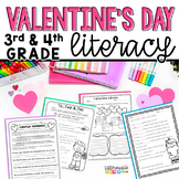 Valentine's Day Worksheets Literacy Activities 3rd & 4th Grade