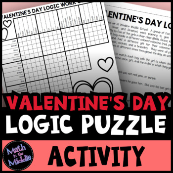 Preview of Valentine's Day Logic Puzzle for Middle School - Valentines Day Math Activity