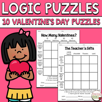 Preview of Valentine's Day Logic Puzzles 1st and 2nd Grade Brain Teasers