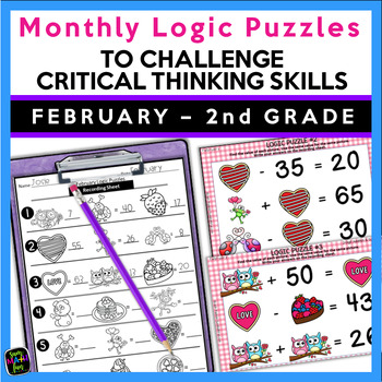 Preview of Valentine's Day Logic Puzzles | Early Finishers | 2nd Grade | Brain Teasers