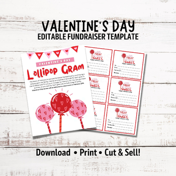 Preview of Lollipop Grams Kit: Printable Fundraiser Pack for Valentine's Day