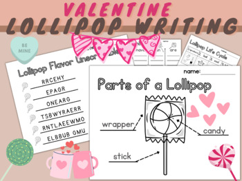 Preview of Valentine's Day Lollipop Informative Writing Packet 11 Engaging and Fun Pages