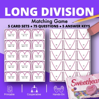 Preview of Valentine's Day: Long Division Matching Game