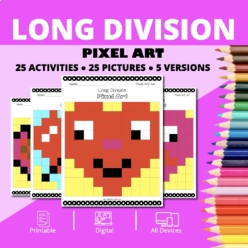 Preview of Valentine's Day: Long Division Pixel Art Activity