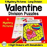 Valentine's Day Long Division with 1-Digit Divisors Colori