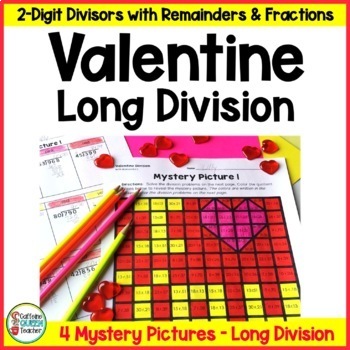 Preview of Valentine's Day Long Division with 2-Digit Divisors Activities