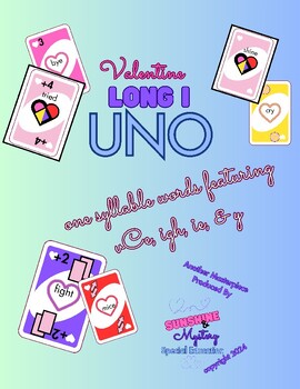 Preview of Valentine's Day Long I UNO card game: one syllable words igh, vCe, ie, y