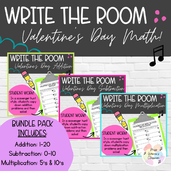 Preview of Valentine's Day "Love-Bug" Write the Room Bundle - Math!