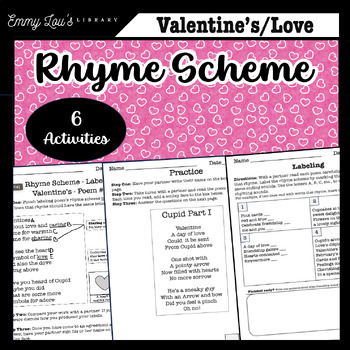 Preview of Valentine's Day/Love Identify Rhyme Schemes in Poems Partners or Independent