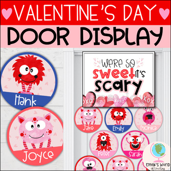 Preview of Valentine’s Day Love Monsters Door Decor/Bulletin Board (February)- EDITABLE