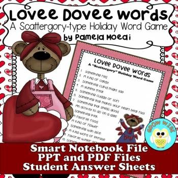 Preview of Valentine's Day: Lovee Dovee Scattergories-Type Word Game