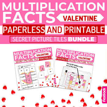 Preview of Valentine's Day MULTIPLICATION FACTS Paperless + Printable Secret Picture SET
