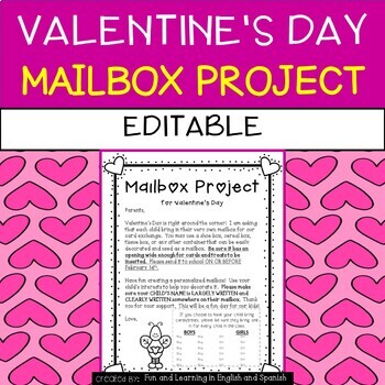 Preview of Valentine's Day - Mailbox Project & Class List Letter {EDITABLE}