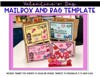 Preview of Valentine's Day Mailbox and Bag Template