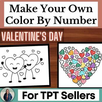 Preview of Valentine's Day Make Your Own Color By Number Clipart Templates for TPT Sellers