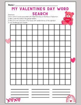 Preview of Valentine's Day Make Your Own Word Search
