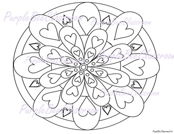 Download Valentine's Day Mandala Coloring Page by The Purple Bee ...