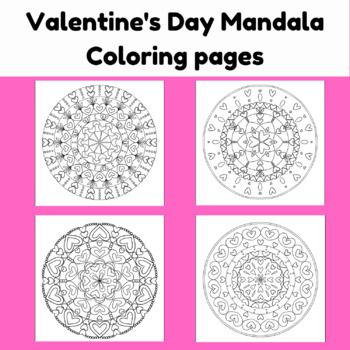 Valentine's Day Mandalas Coloring pages by Blooming Kids Club | TPT