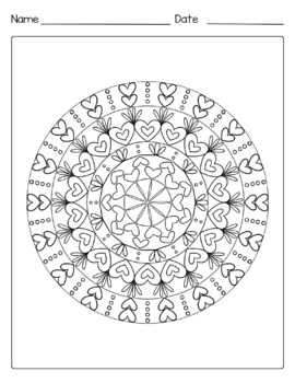 Valentine's Day Mandalas Coloring pages by Blooming Kids Club | TPT