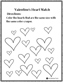 Valentine's Day Match Activity by Kelli Writes Too | TPT