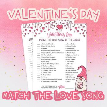 Preview of Valentine's Day Match the Love Song Game | Gnome Lyric Guessing Activity
