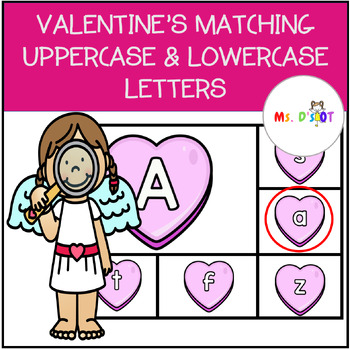 Preview of Valentine's Day Matching Uppercase and Lowercase Letters