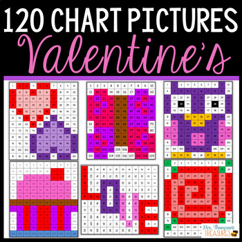 Preview of Valentine's Day Math 120 Chart Mystery Pictures