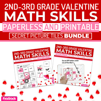 Preview of Valentine's Day Math | 2nd-3rd | Paperless + Printable Secret Picture Tiles SET