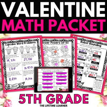 Preview of Valentine's Day Math | 5th Grade Math Activities