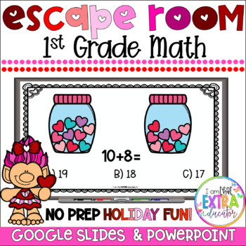 Preview of Valentine's Day Math Activities 1st Grade | Escape Room | First Grade Games