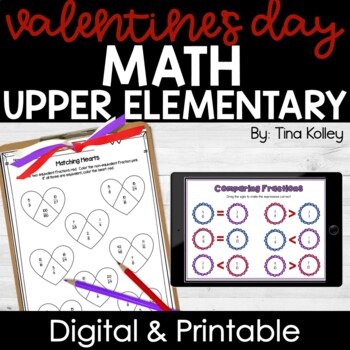Preview of Valentine's Day Math Activities - 5th Grade Math - Fractions - Place Value