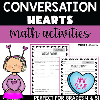 Preview of Valentine's Day Math Activities | Conversation Hearts Worksheets