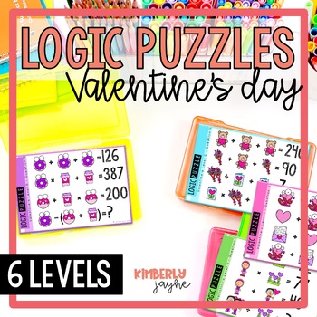 Preview of Valentine's Day Math Logic Puzzle BUNDLE | 1st - 6th Grade Gifted & Talented