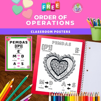 Preview of Valentine's Day Math - Order of Operations Posters - PEMDAS Posters