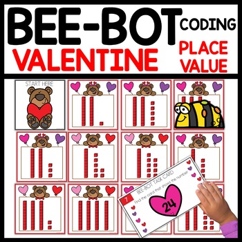Preview of Valentine's Day Math Activities Place Value Robotics for Beginners Bee Bot Mats
